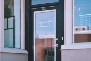 A store business with an open sign